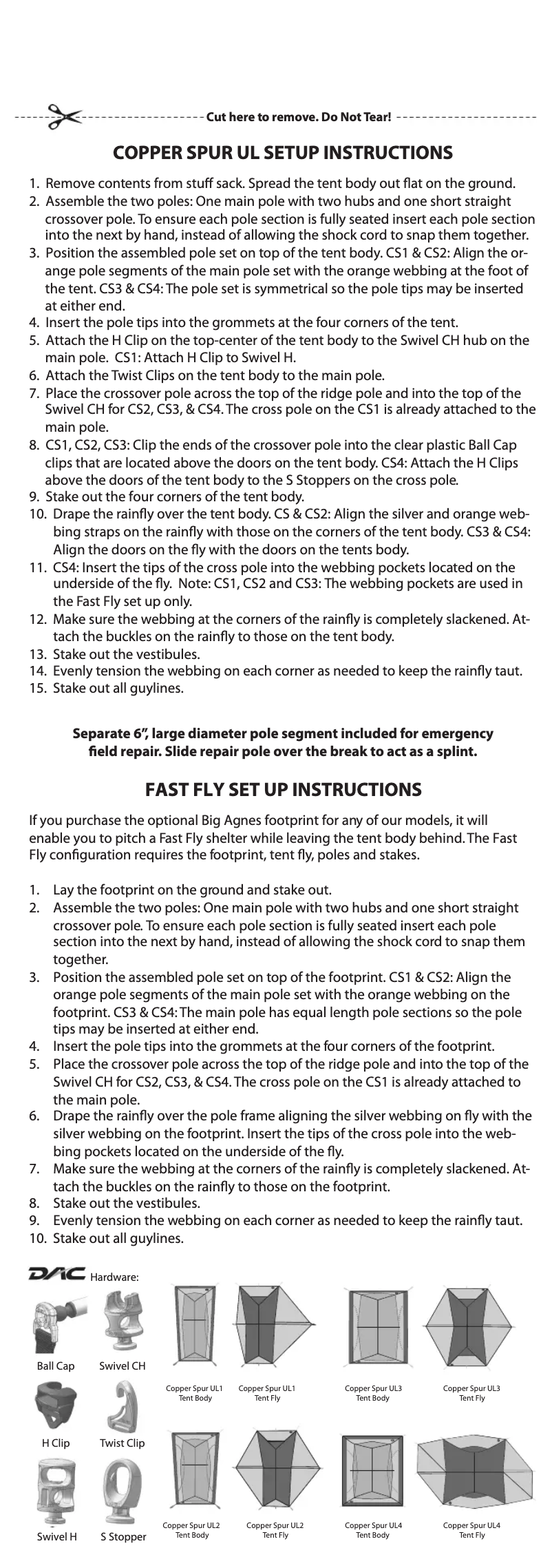 Page 1 de la notice Manuel utilisateur Big Agnes Copper Spur UL4