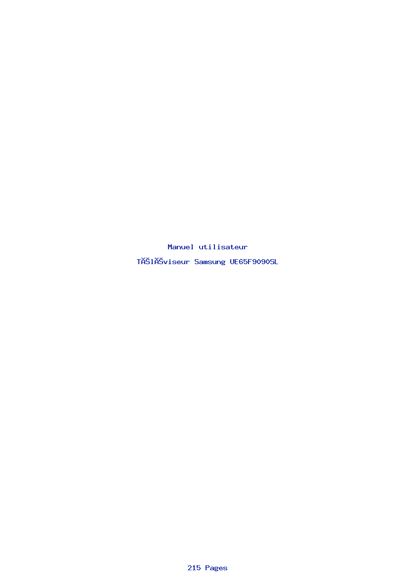 Page 1 de la notice Manuel utilisateur Samsung UE65F9090SL