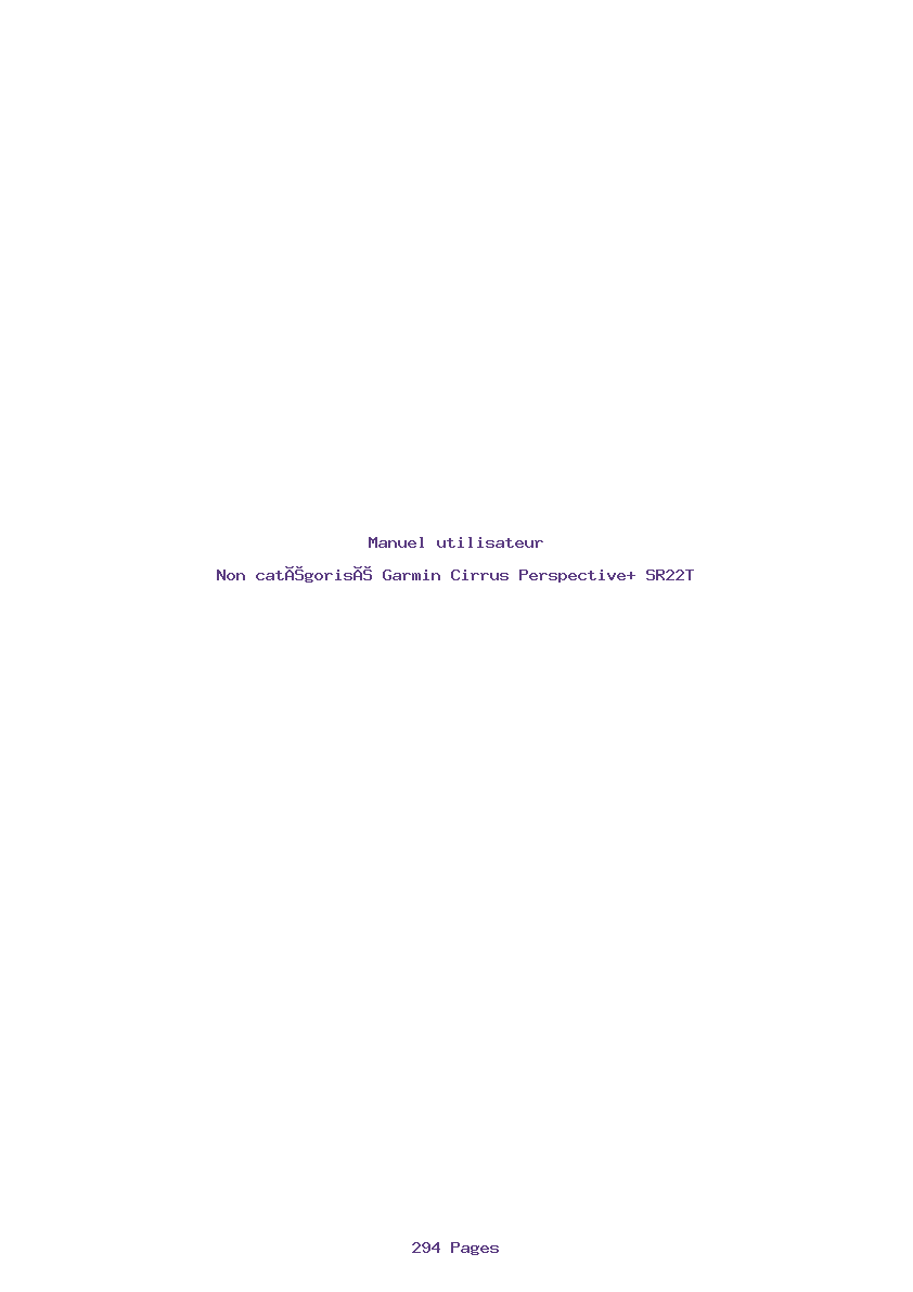 Page 1 de la notice Manuel utilisateur Garmin Cirrus Perspective+ SR22T