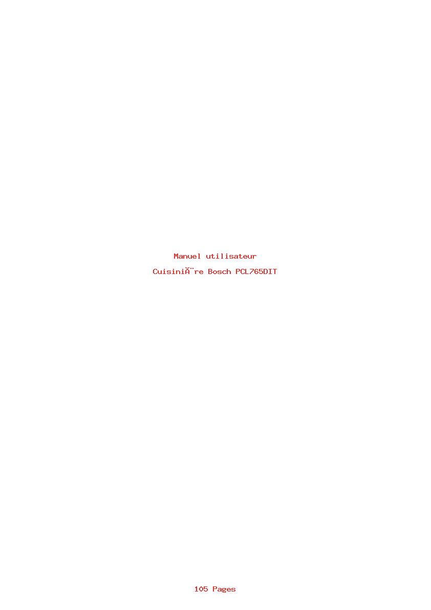 Page 1 de la notice Manuel utilisateur Bosch PCL765DIT