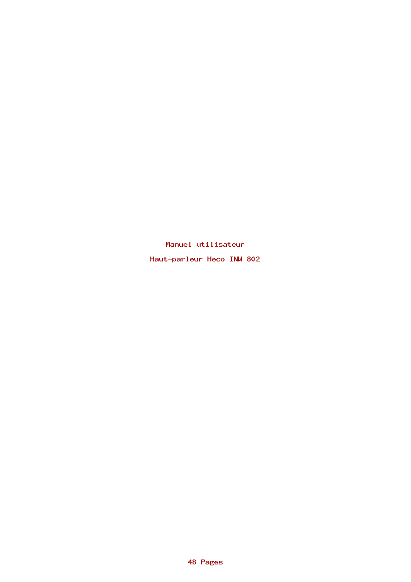 Page 1 de la notice Manuel utilisateur Heco INW 802