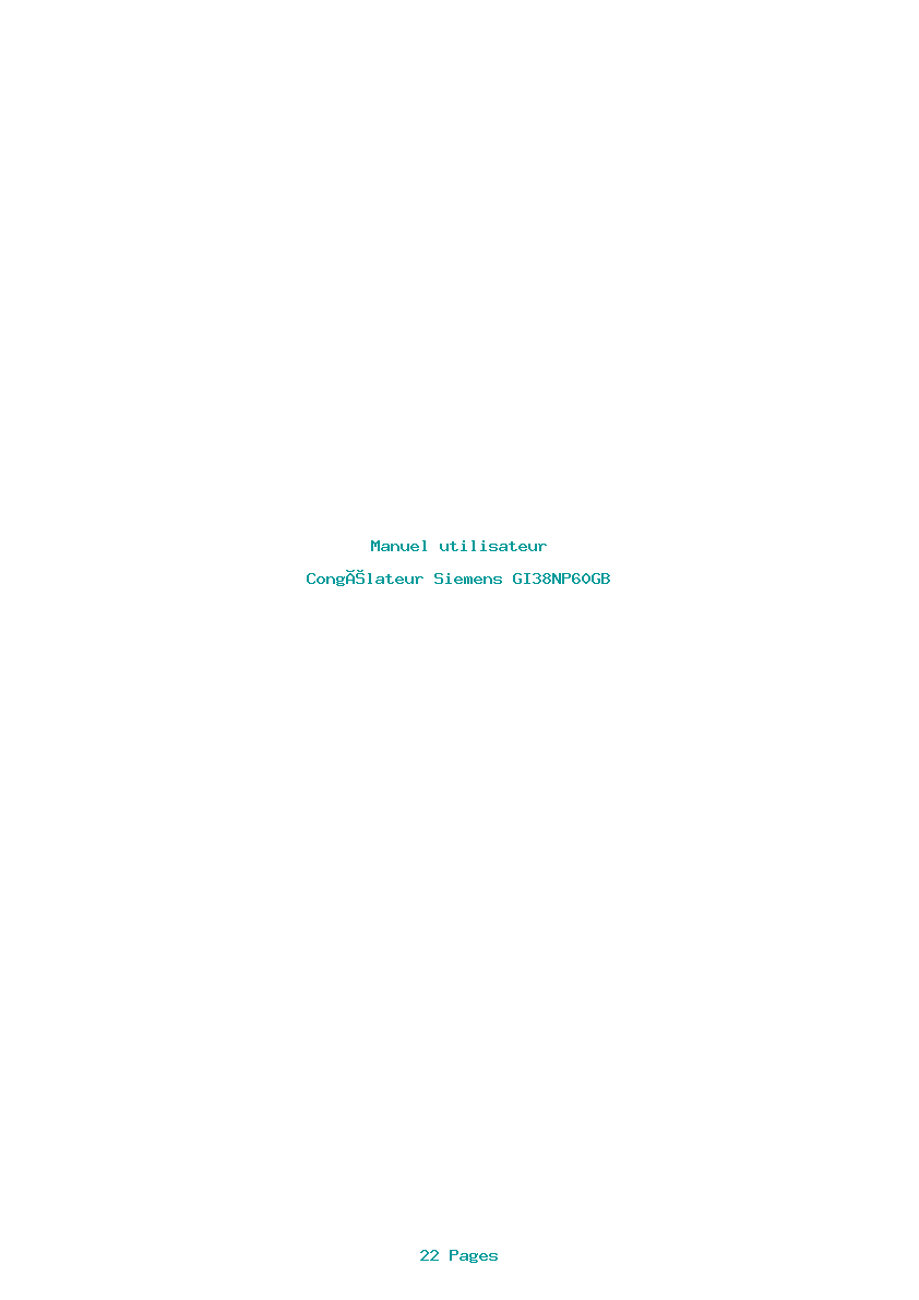 Page 1 de la notice Manuel utilisateur Siemens GI38NP60GB