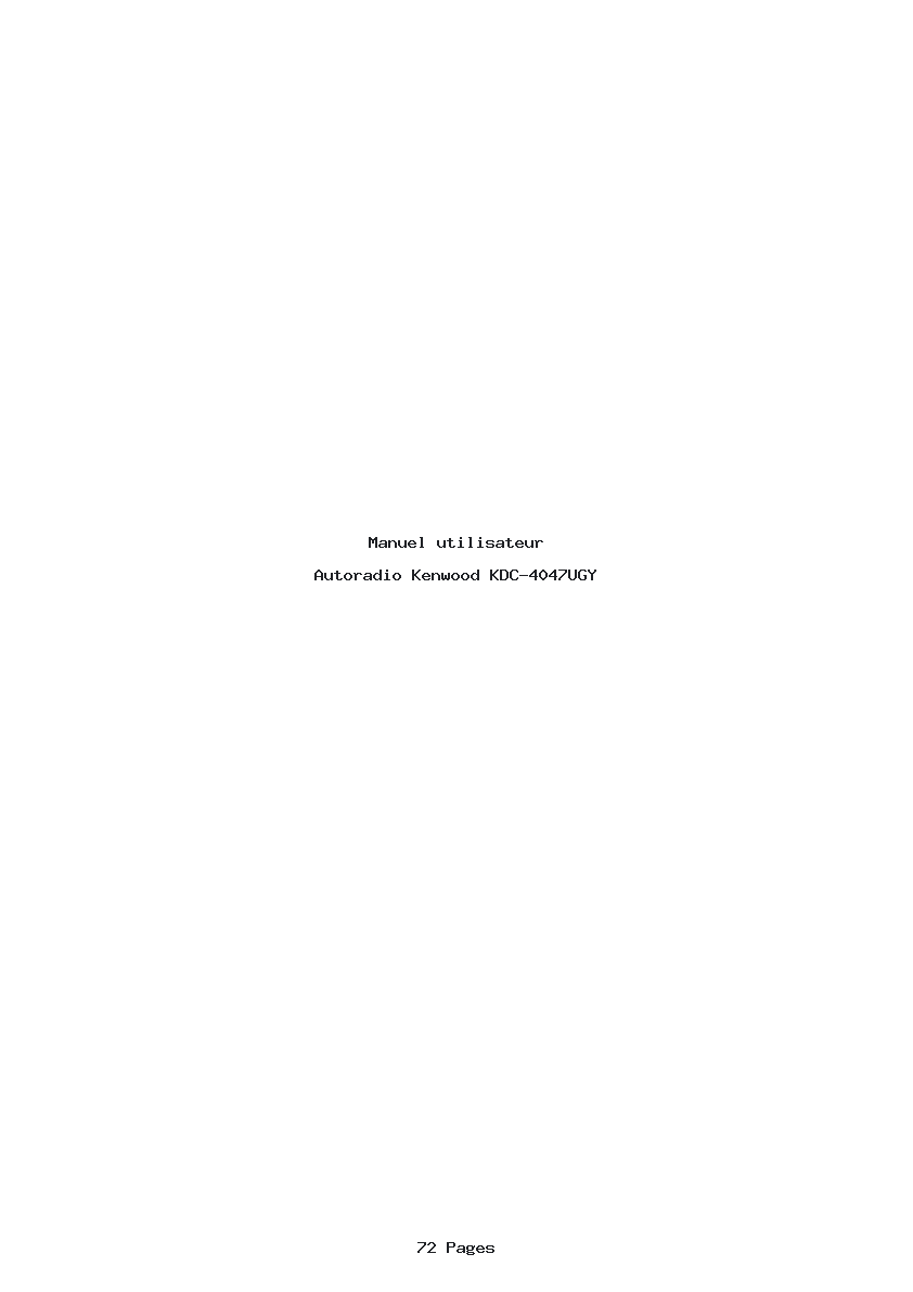 Page 1 de la notice Manuel utilisateur Kenwood KDC-4047UGY