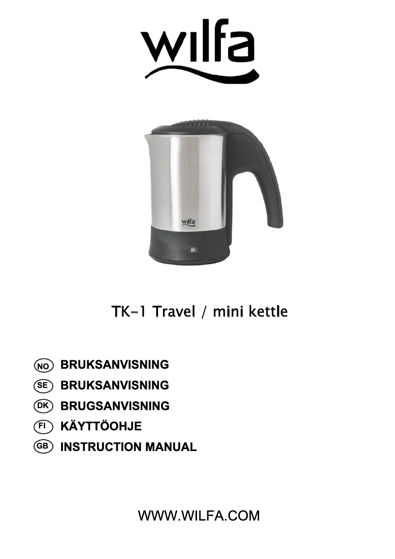 Page 1 de la notice Manuel utilisateur Wilfa TK-1