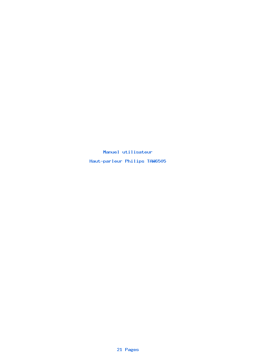 Page 1 de la notice Manuel utilisateur Philips TAW6505