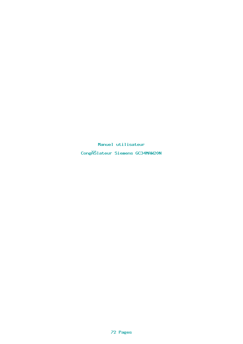 Page 1 de la notice Manuel utilisateur Siemens GC34MAW20N