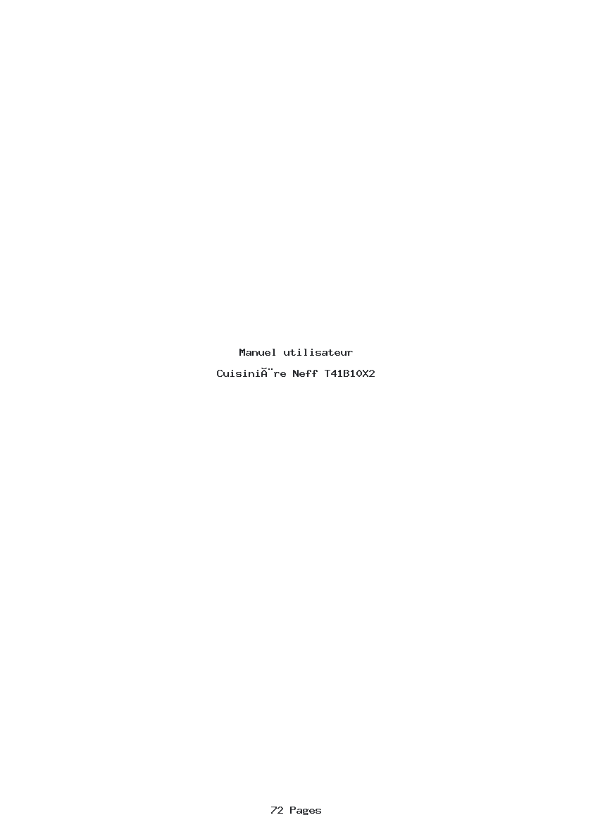 Page 1 de la notice Manuel utilisateur Neff T41B10X2