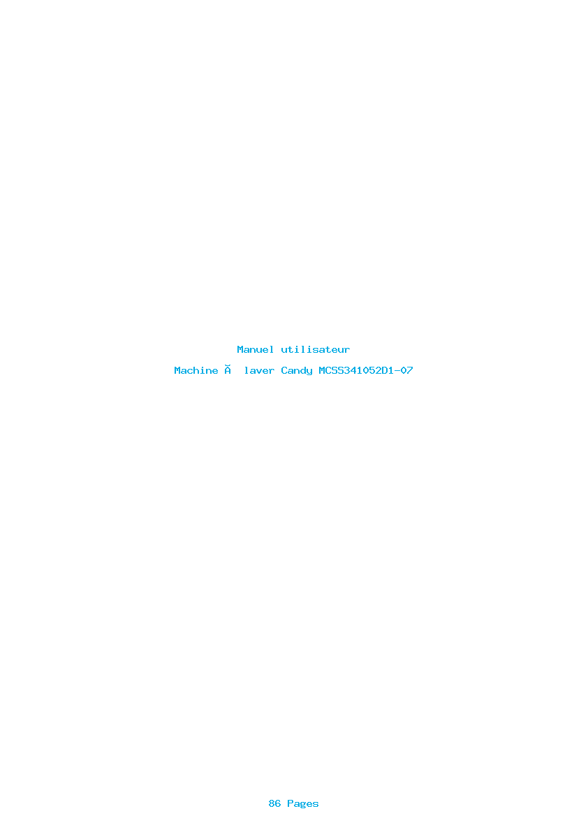 Image de la première page du manuel de l'appareil MCSS341052D1-07