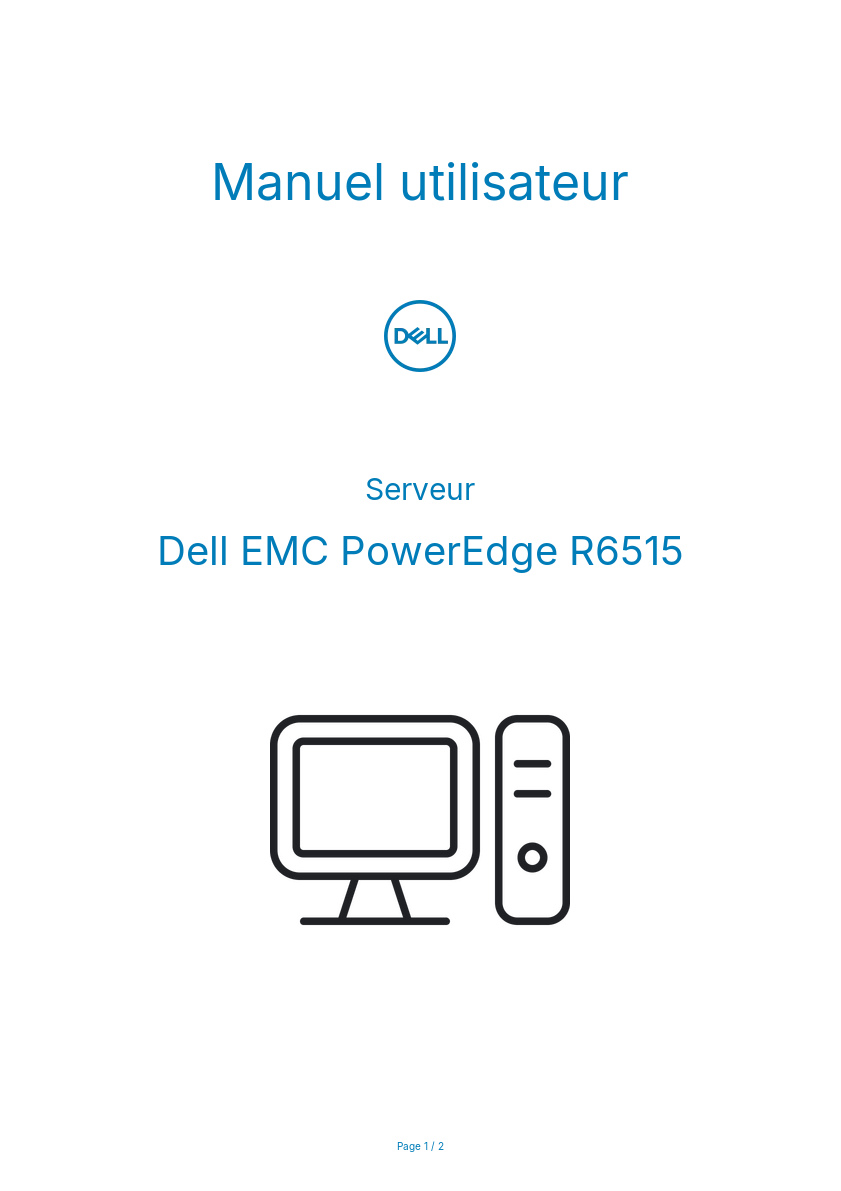 Page 1 de la notice Manuel utilisateur Dell EMC PowerEdge R6515