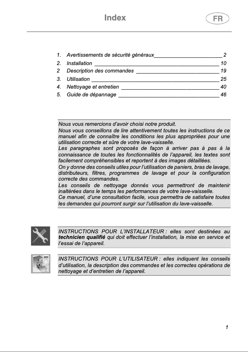 Page 1 de la notice Manuel utilisateur Smeg STL2501CFR