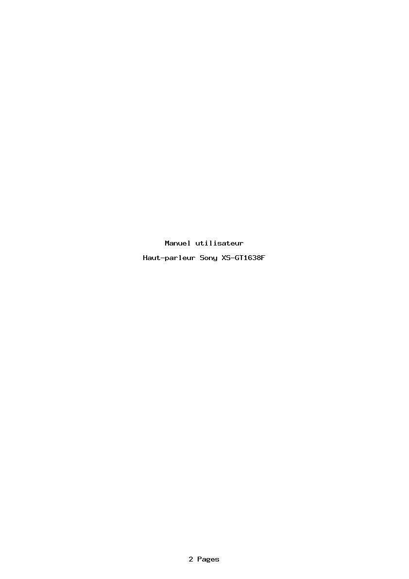 Page 1 de la notice Manuel utilisateur Sony XS-GT1638F
