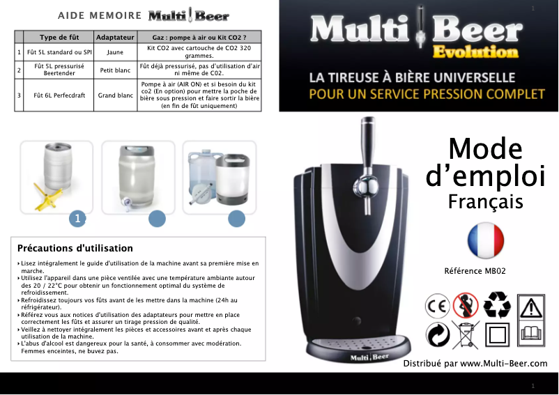 Page 1 de la notice Manuel utilisateur Multi Beer MB02