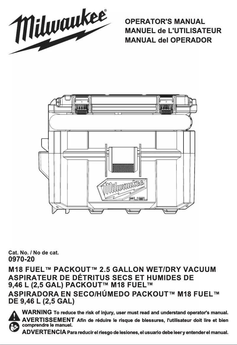 Page 1 de la notice Mode d'emploi Milwaukee 0970-20