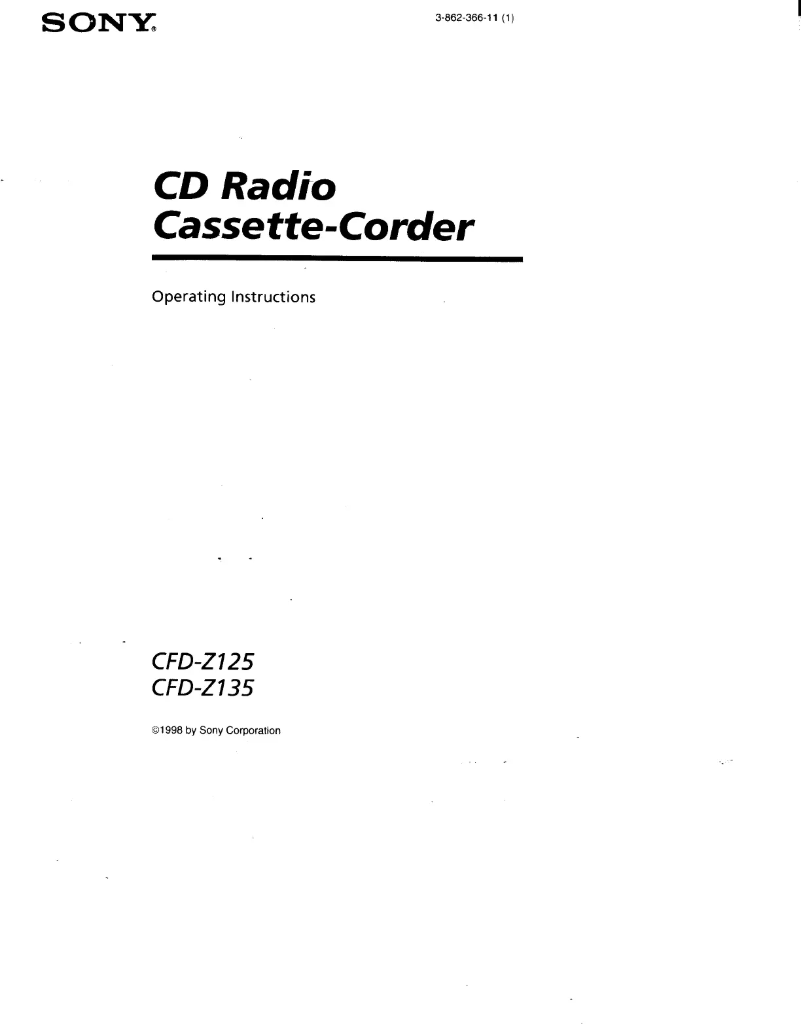 Page 1 de la notice Manuel utilisateur Sony CFD-Z135