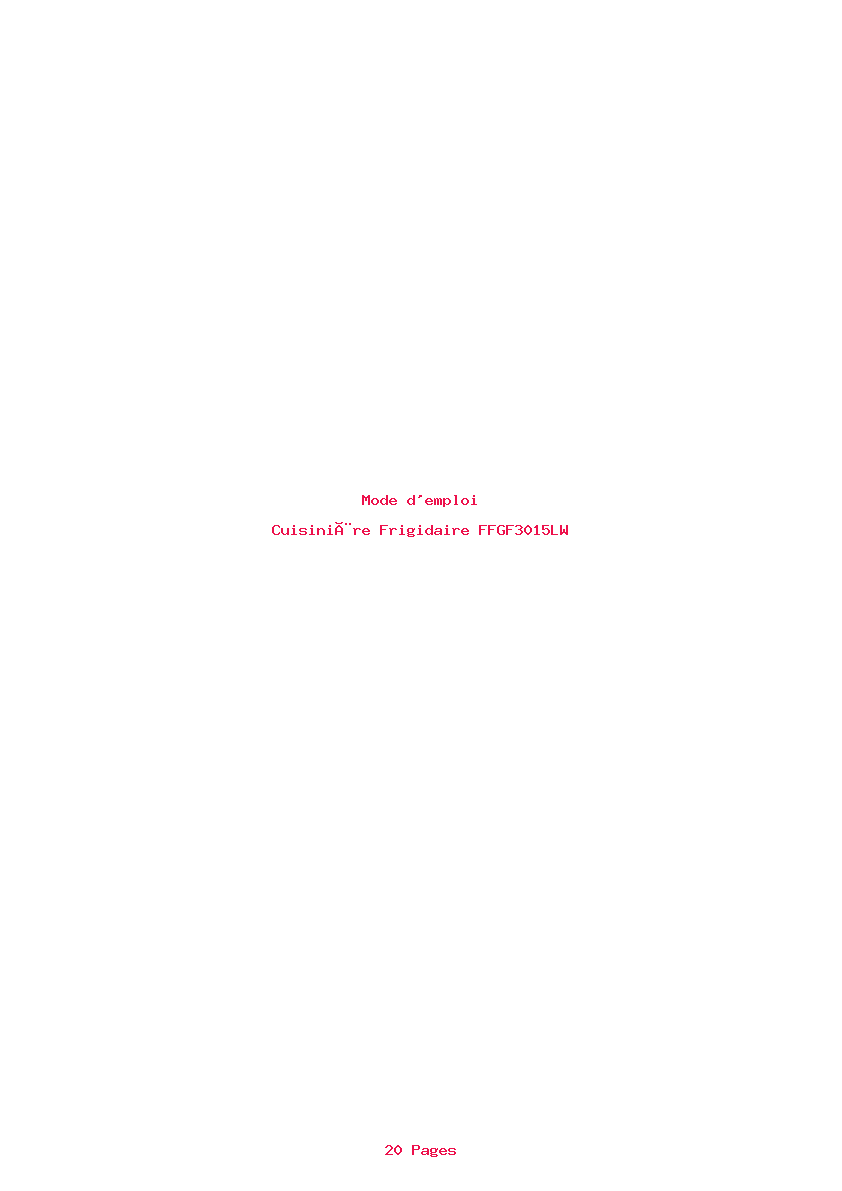Page 1 de la notice Mode d'emploi Frigidaire FFGF3015LW