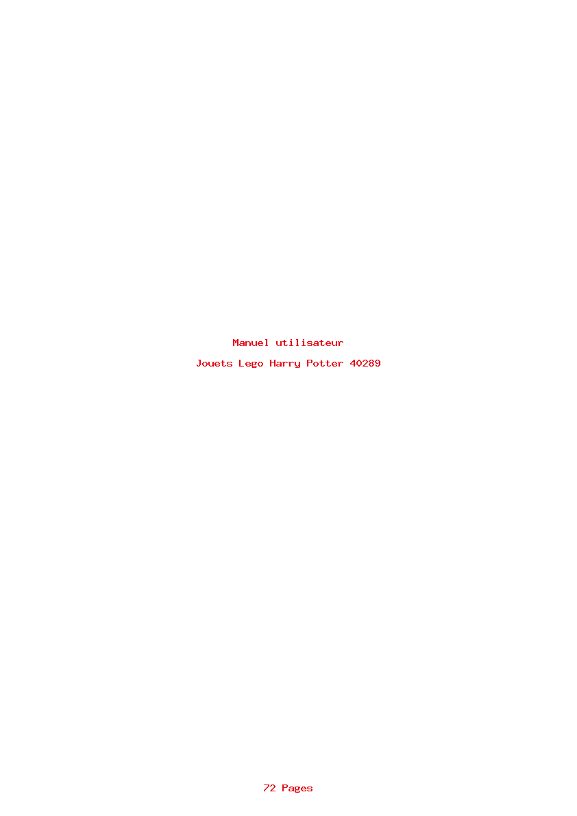 Page 1 de la notice Manuel utilisateur Lego Harry Potter 40289
