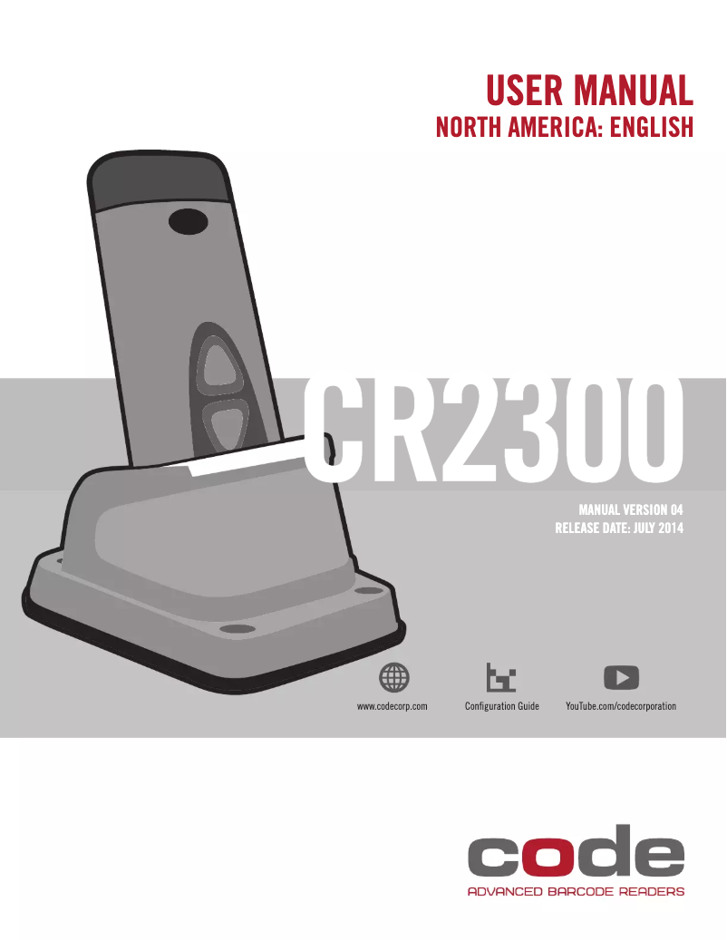 Page 1 de la notice Manuel utilisateur Code Reader CR2300