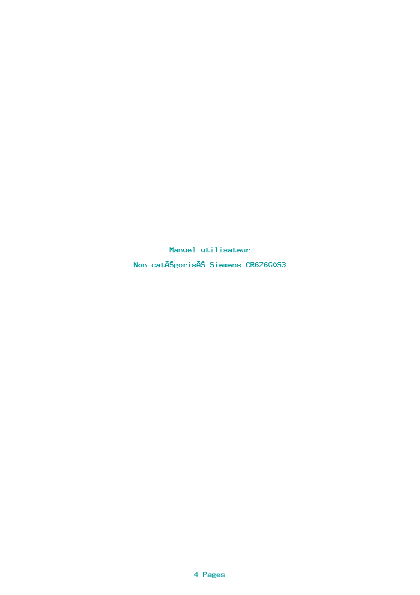 Page 1 de la notice Manuel utilisateur Siemens CR676G0S3