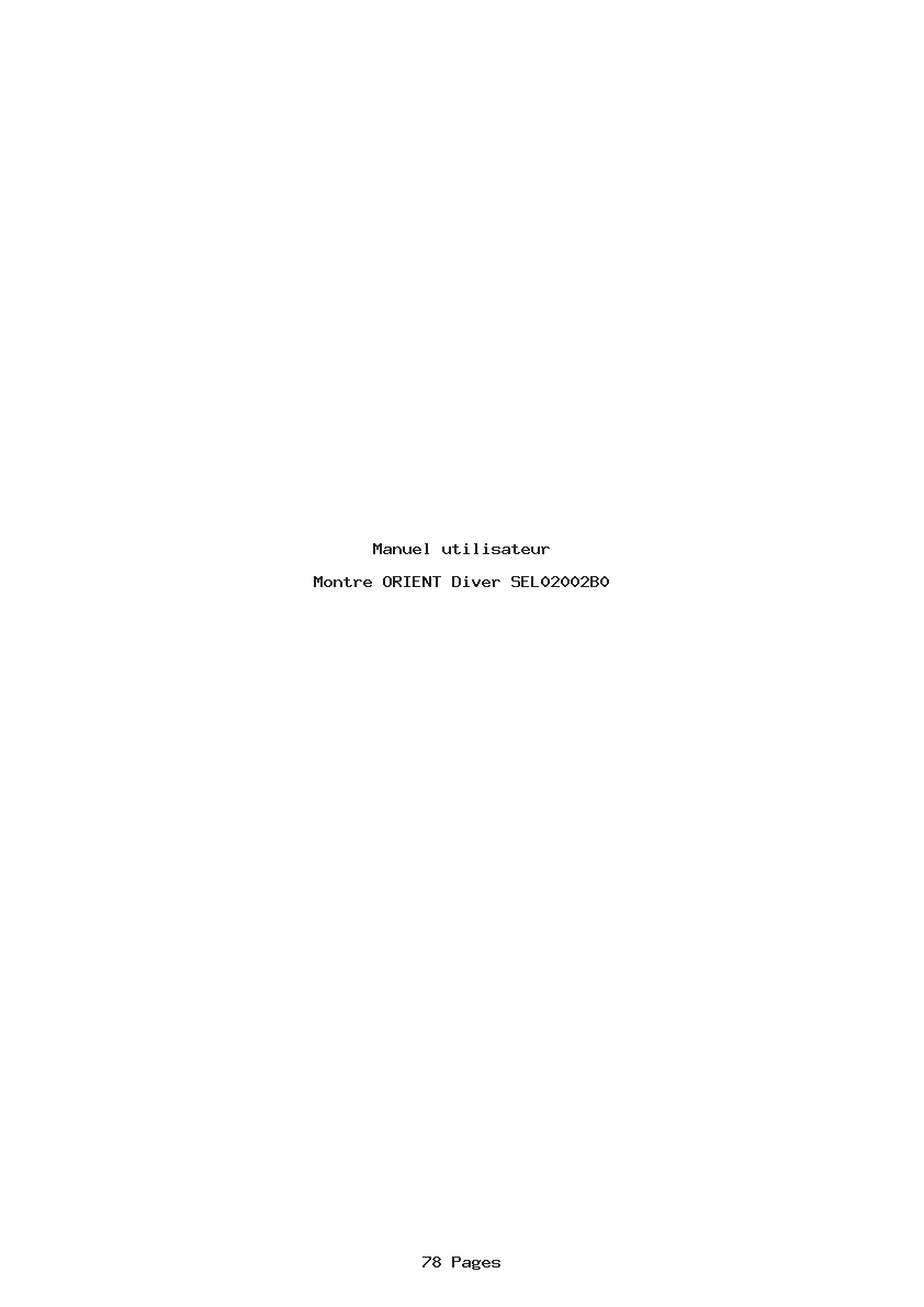 Page 1 de la notice Manuel utilisateur ORIENT Diver SEL02002B0