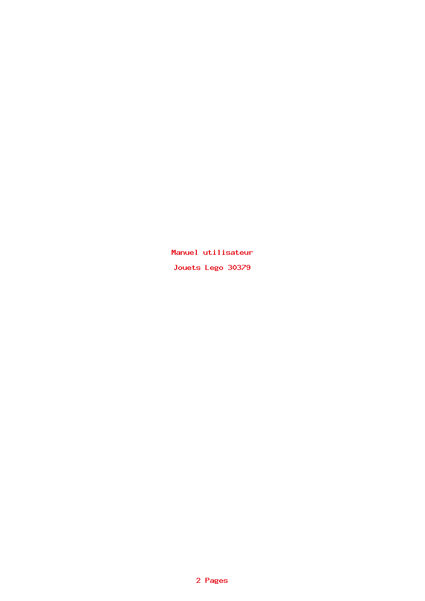 Page 1 de la notice Manuel utilisateur Lego 30379