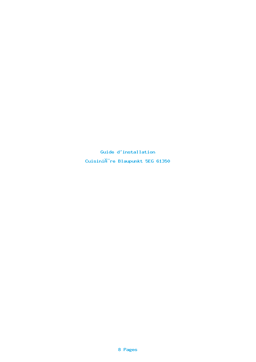 Page 1 de la notice Guide d'installation Blaupunkt 5EG 61350