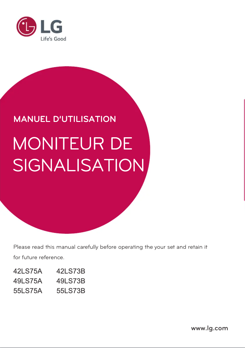 Page 1 de la notice Manuel utilisateur LG 49LS73B