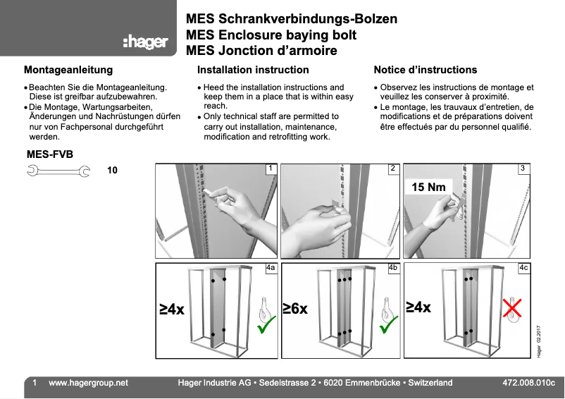 Page 1 de la notice Manuel utilisateur Hager M-RG604020