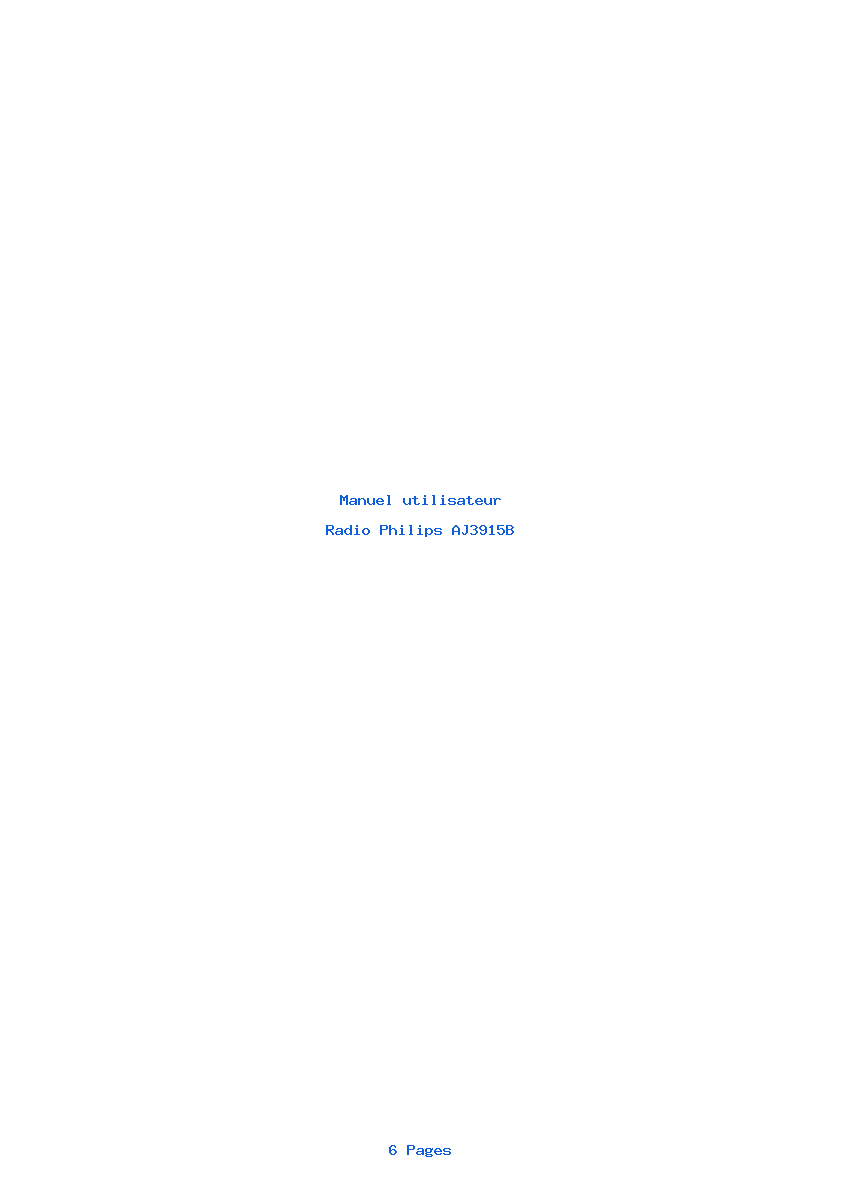 Page 1 de la notice Manuel utilisateur Philips AJ3915B