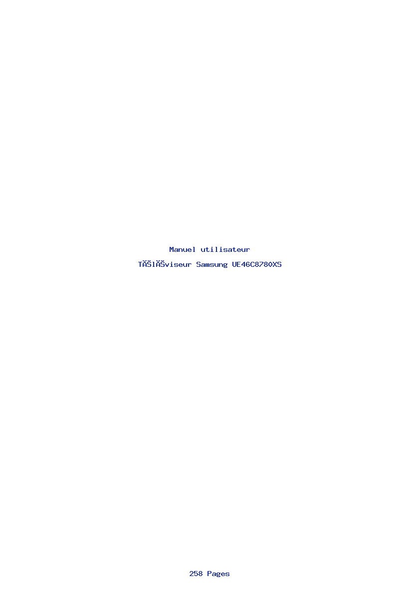 Page 1 de la notice Manuel utilisateur Samsung UE46C8780XS