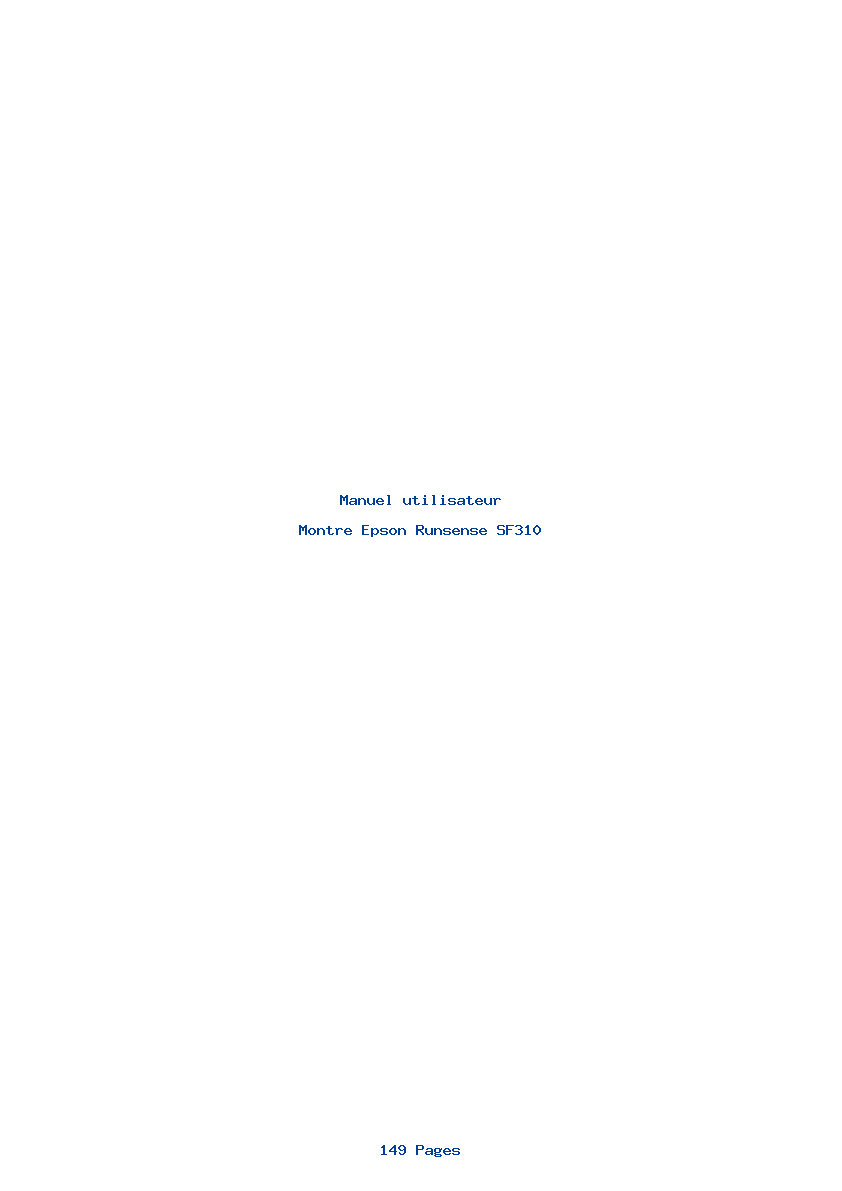 Page 1 de la notice Manuel utilisateur Epson Runsense SF310