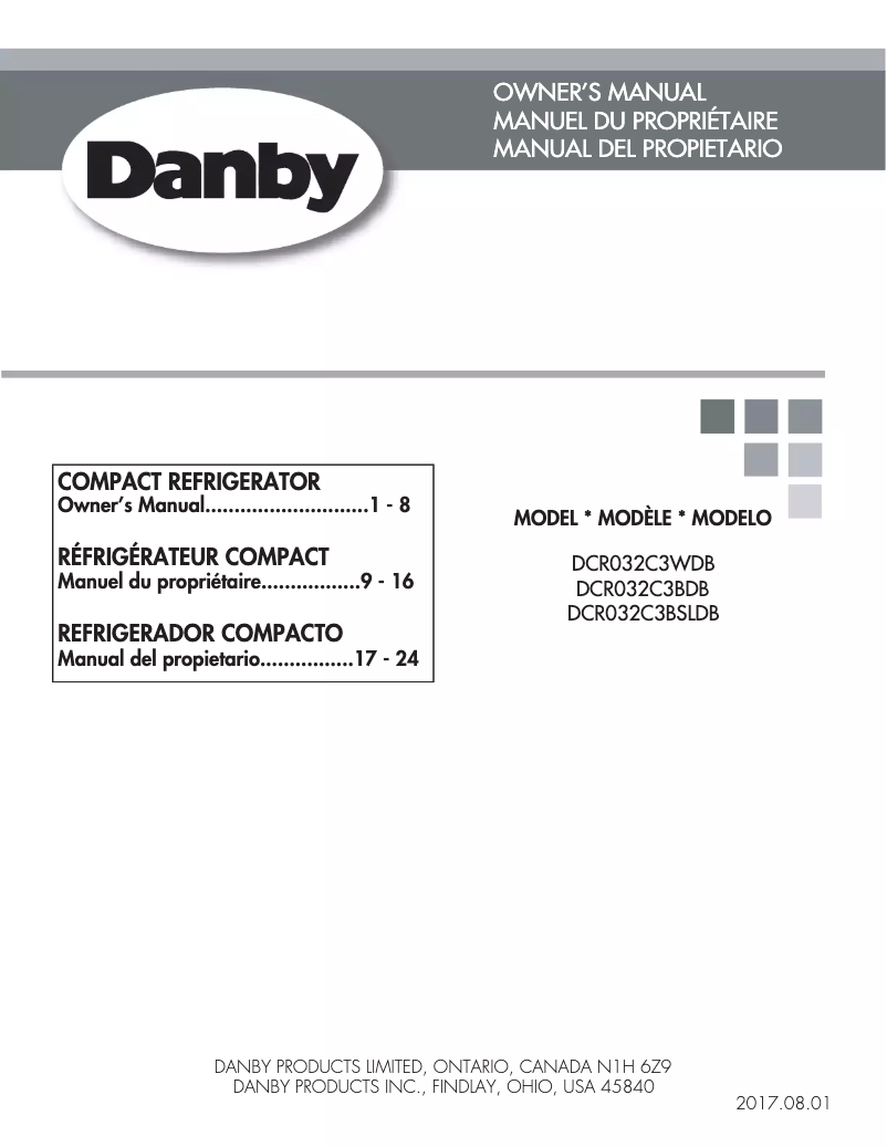 Page 1 de la notice Manuel utilisateur Danby DCR032C3