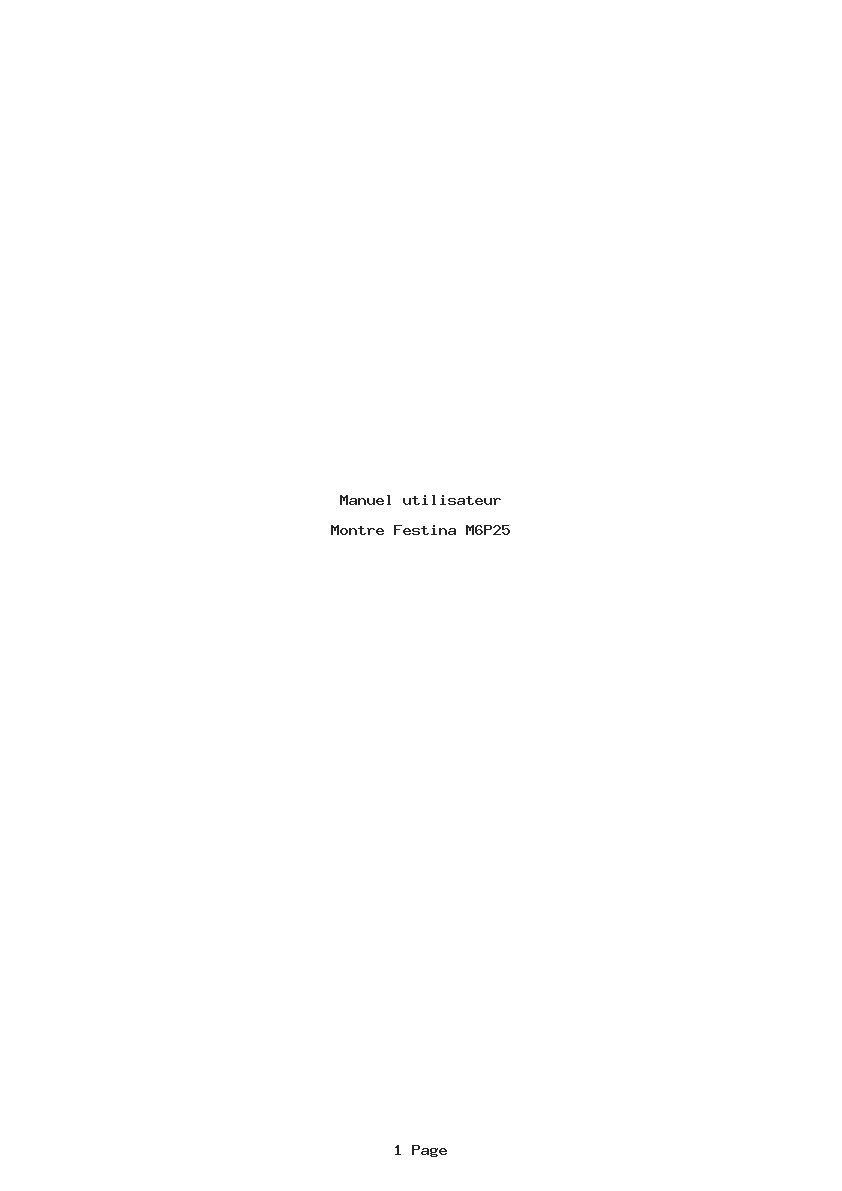 Page 1 de la notice Manuel utilisateur Festina M6P25
