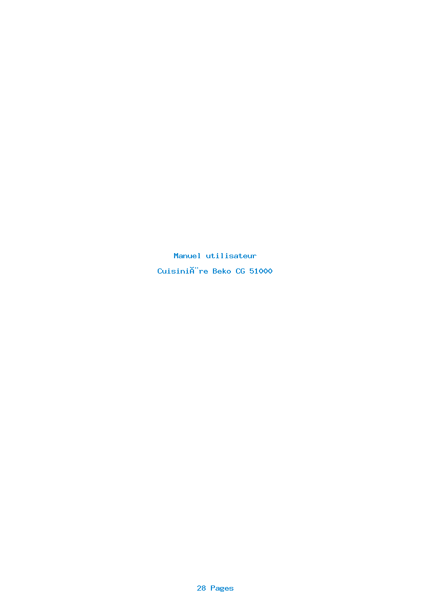 Page 1 de la notice Manuel utilisateur Beko CG 51000
