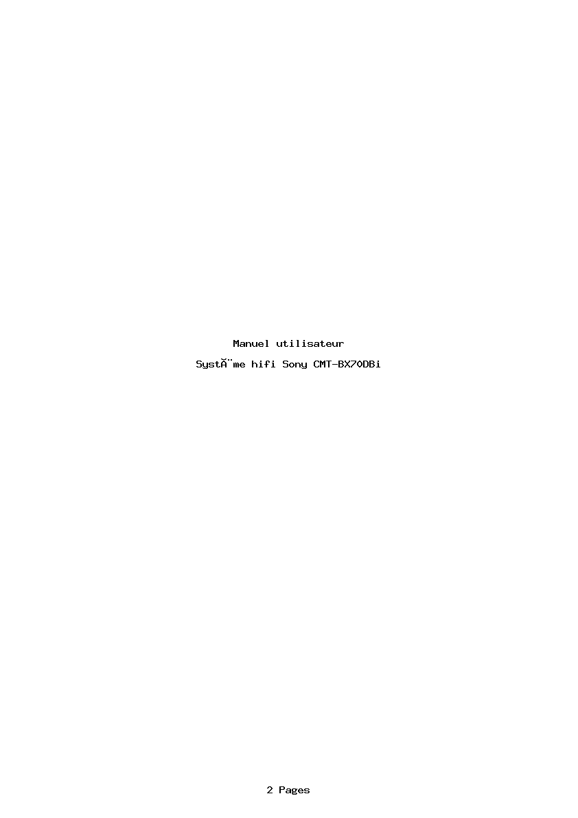 Page 1 de la notice Manuel utilisateur Sony CMT-BX70DBi