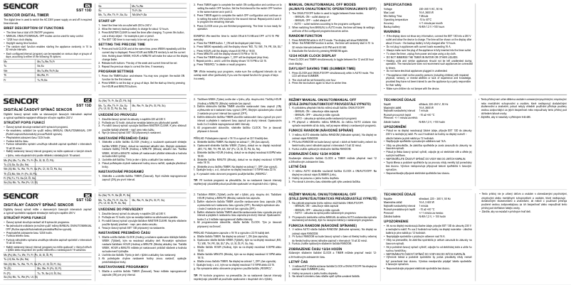Page 1 de la notice Manuel utilisateur Sencor SST 13D