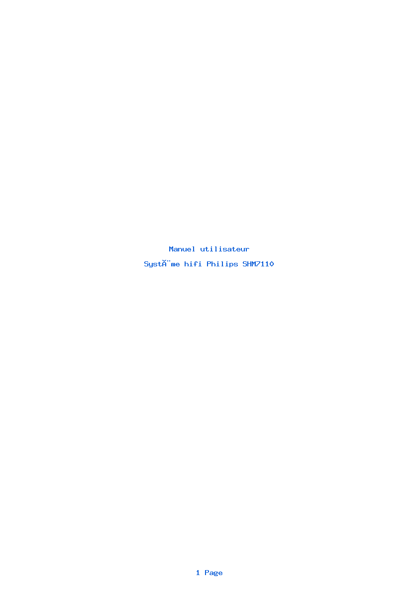 Page 1 de la notice Manuel utilisateur Philips SHM7110