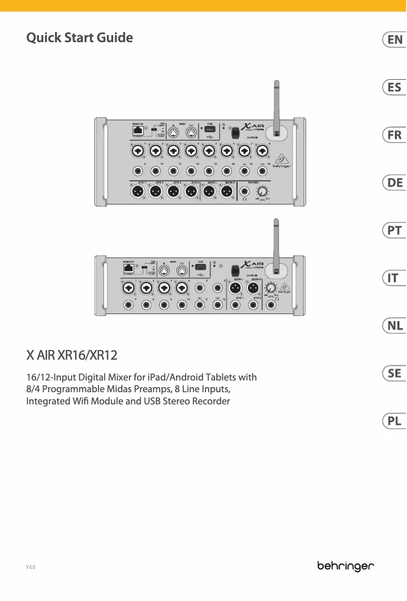 Página 1 del manual Guía de inicio rápido Behringer X Air XR16