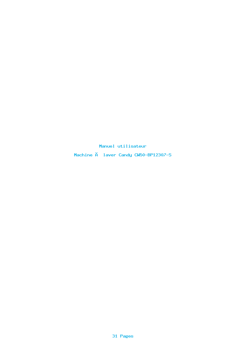 Page 1 de la notice Manuel utilisateur Candy CW50-BP12307-S