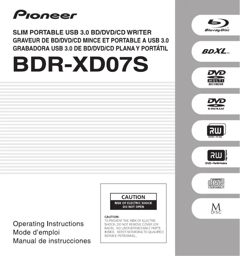 Página 1 del manual Manual de usuario Pioneer BDR-XD07S