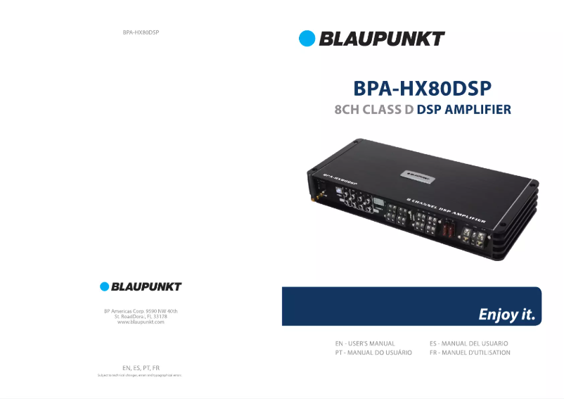 Page 1 of the manual User Manual Blaupunkt BPA-HX80DSP