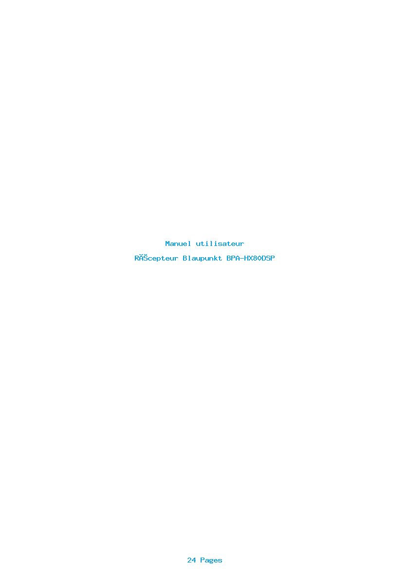 Page 1 de la notice Manuel utilisateur Blaupunkt BPA-HX80DSP