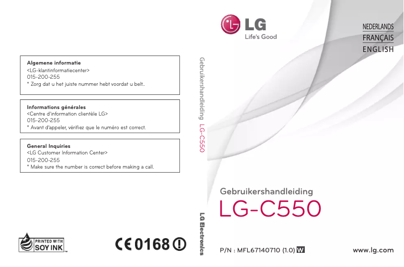 Page 1 de la notice Manuel utilisateur LG C550