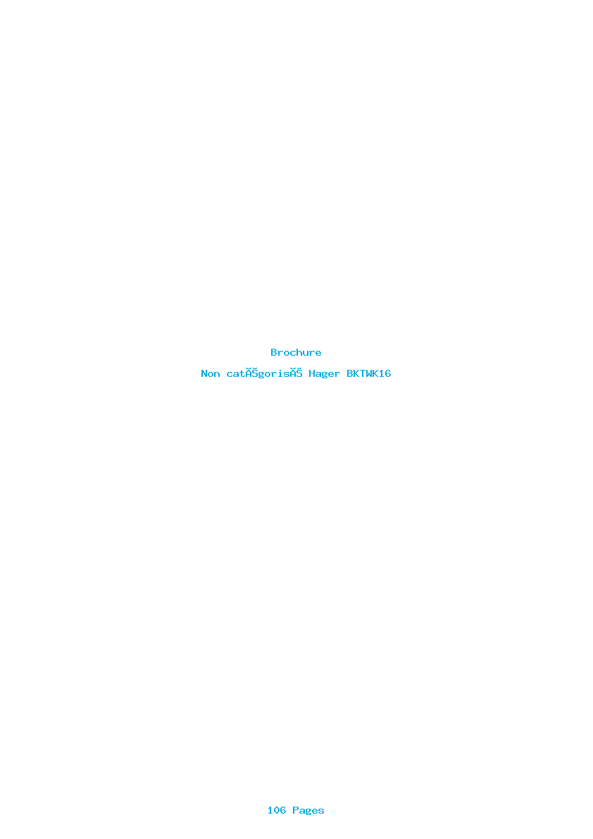 Page 1 de la notice Brochure Hager BKTWK16