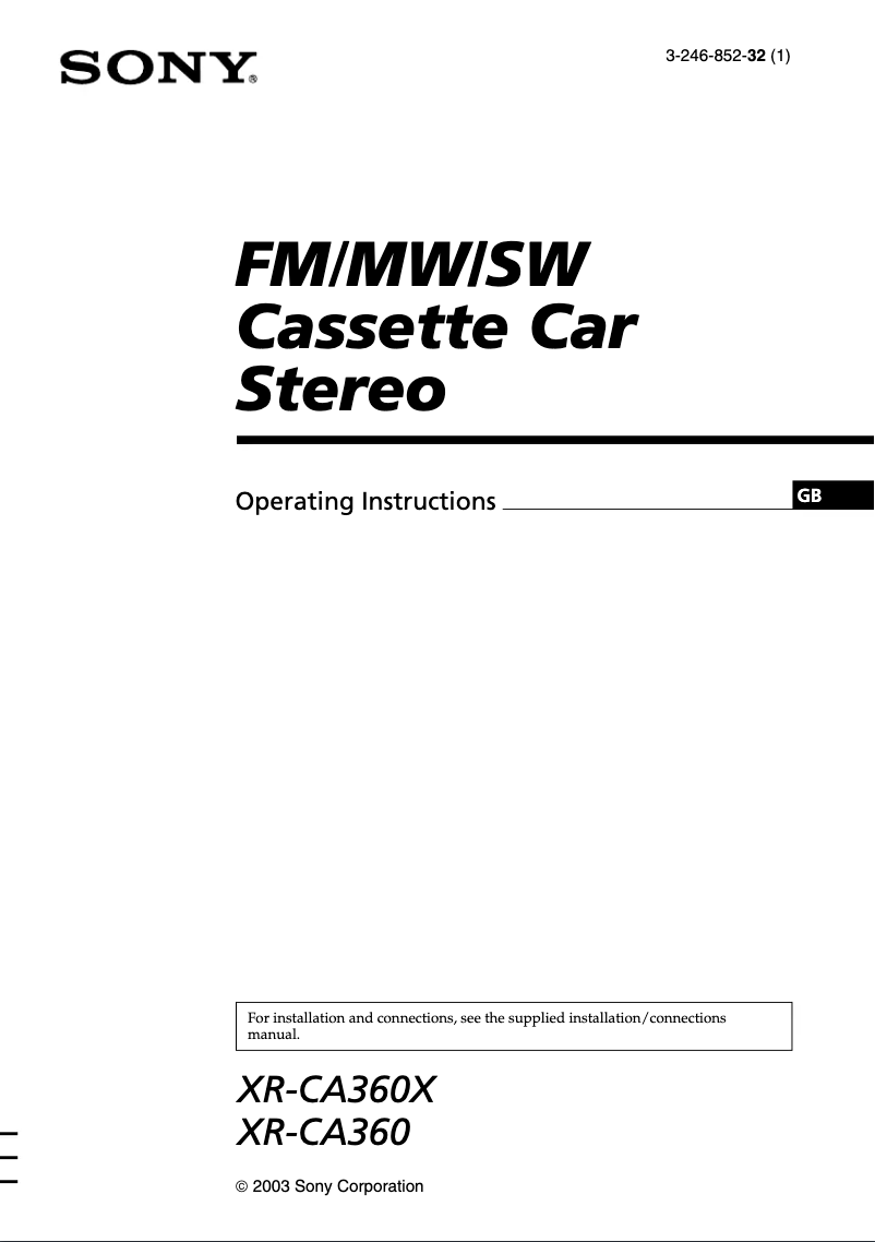 Page 1 de la notice Manuel utilisateur Sony XR-CA360