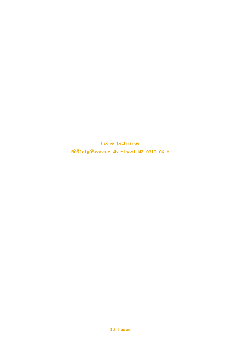 Page 1 de la notice Fiche technique Whirlpool W7 931T OX H