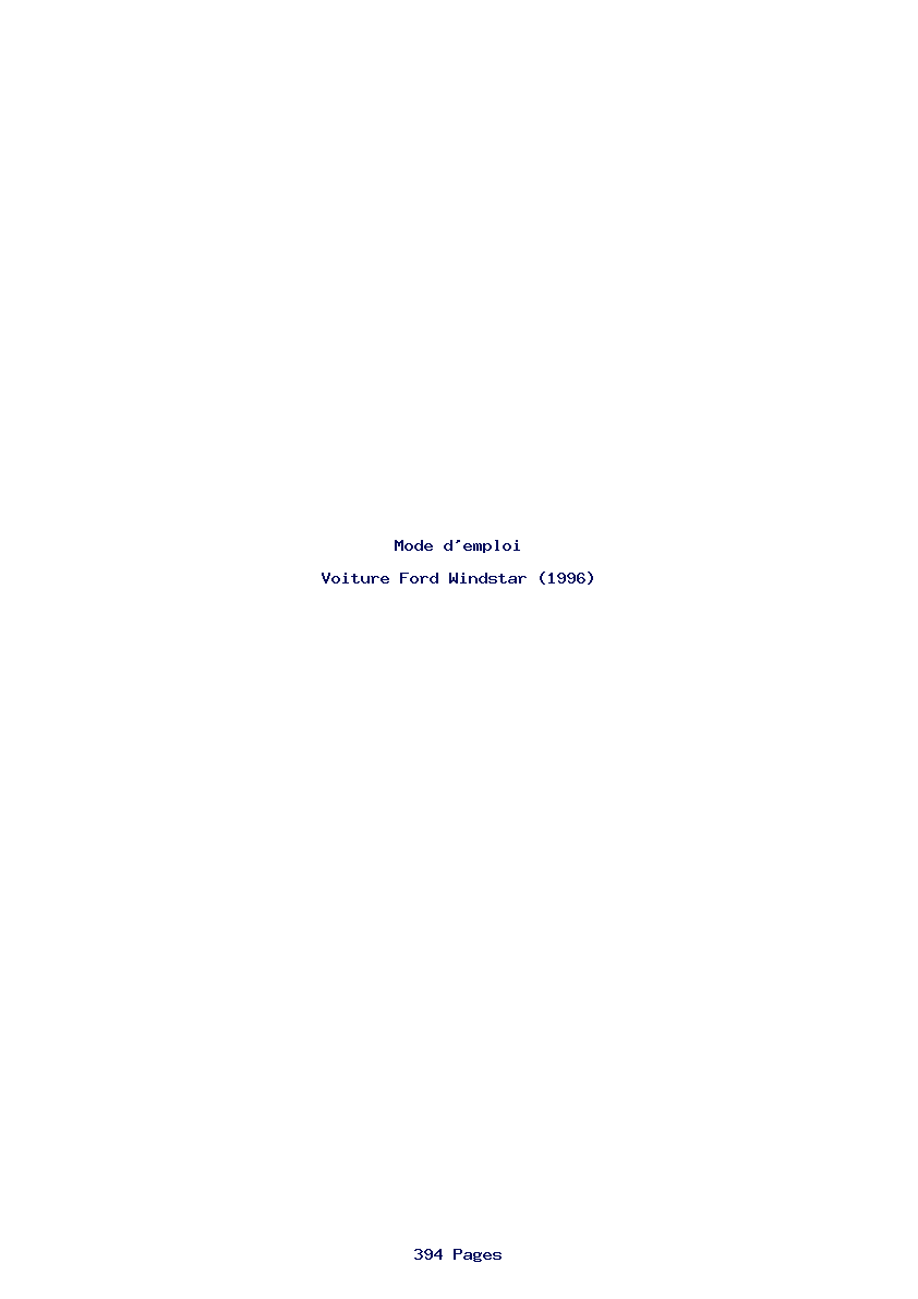 Page 1 de la notice Mode d'emploi Ford Windstar (1996)
