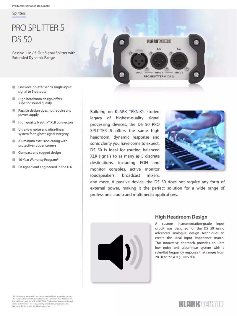 Página 1 del manual Ficha técnica Klark Teknik DS 50