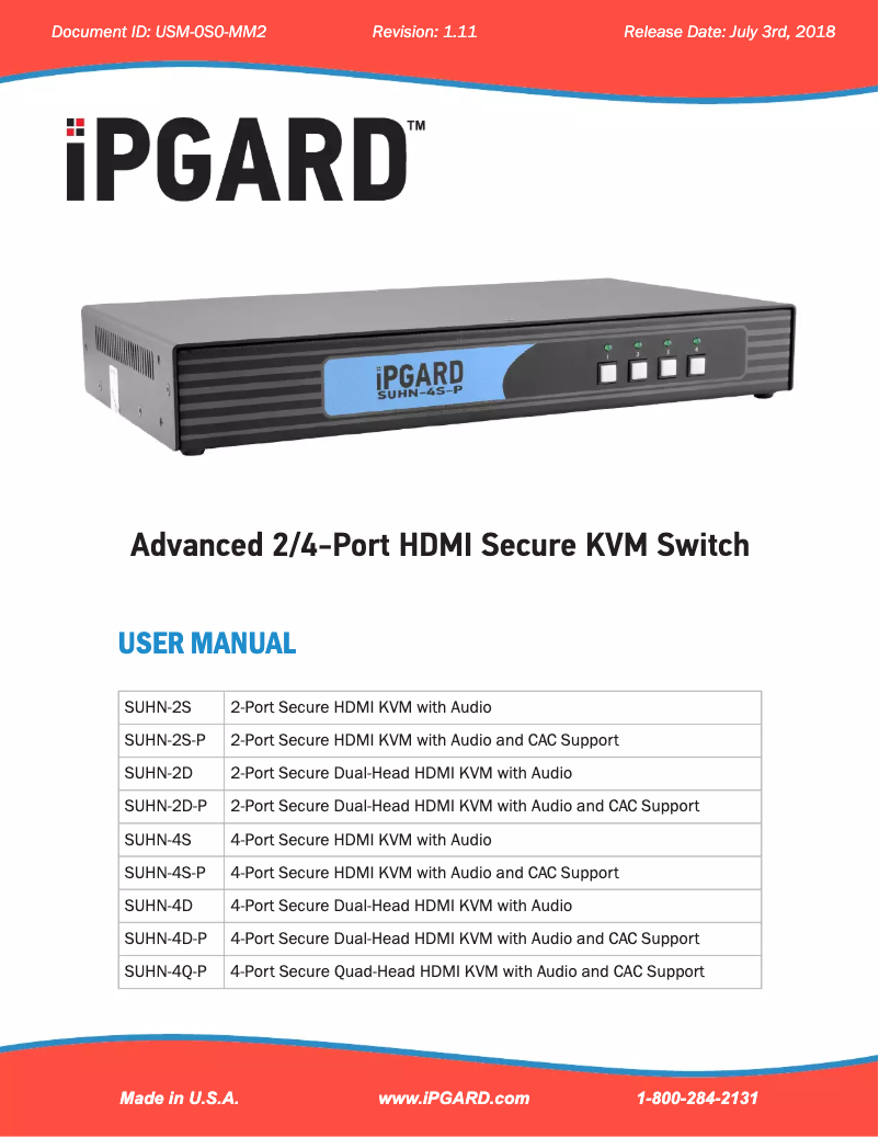 Page 1 de la notice Manuel utilisateur iPGARD SUHN-4Q-P