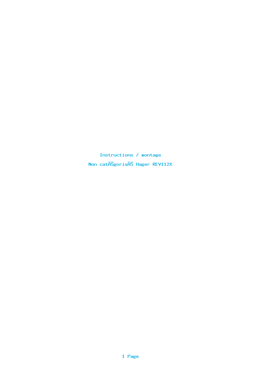 Page 1 de la notice Instructions / montage Hager REV112X