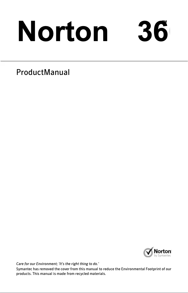Page 1 de la notice Manuel utilisateur Symantec Norton 360 (2013)